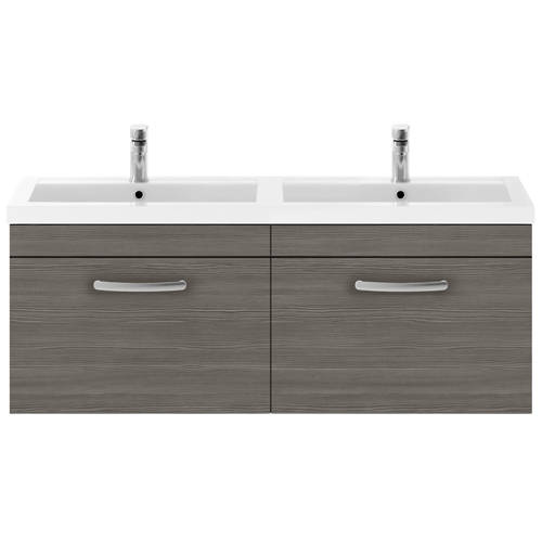 Larger image of Nuie Furniture Wall Vanity Unit With 2 x Drawers & Double Basin (Grey Avola).