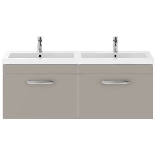 Larger image of Nuie Furniture Wall Vanity Unit With 2 x Drawers & Double Basin (Stone Grey).