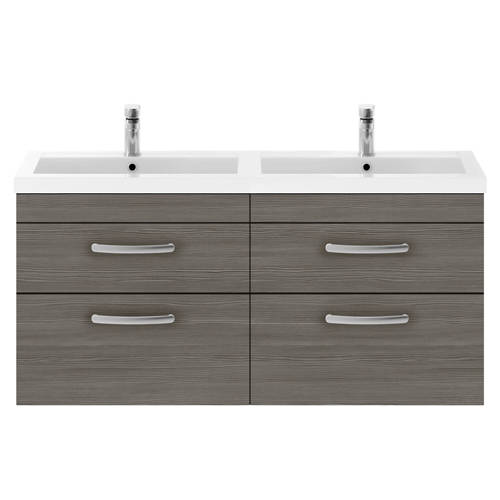 Larger image of Nuie Furniture Wall Vanity Unit With 4 x Drawers & Double Basin (Grey Avola).