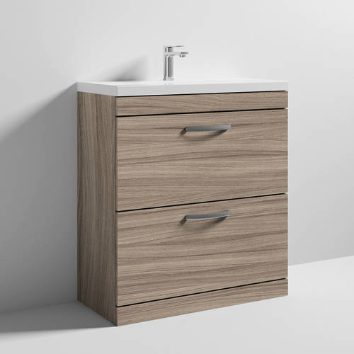 Larger image of Nuie Furniture Vanity Unit With 2 x Drawers & Basin 800mm (Driftwood).