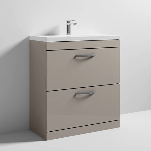 Larger image of Nuie Furniture Vanity Unit With 2 x Drawers & Basin 800mm (Stone Grey).