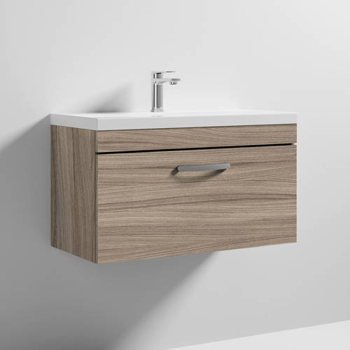 Larger image of Nuie Furniture Wall Vanity Unit With 1 x Drawer & Basin 800mm (Driftwood).