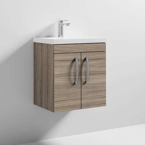 Larger image of Nuie Furniture Wall Vanity Unit With 2 x Doors & Basin 500mm (Driftwood).