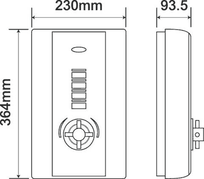 Technical image of Hudson Reed Corona 9.5kW Electric Shower (Black & Chrome).