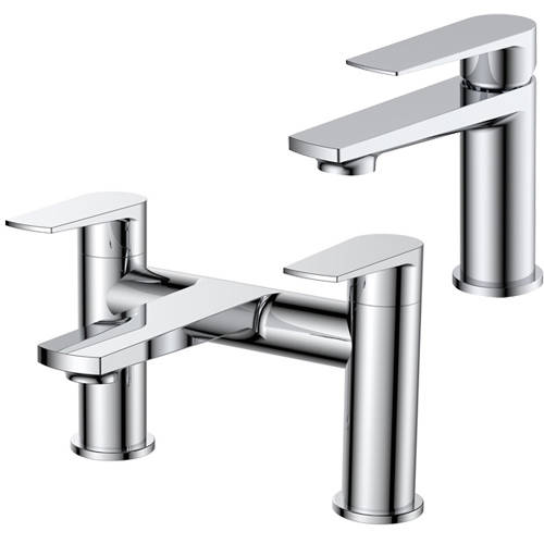 Larger image of Nuie Bailey Basin & Bath Filler Tap Pack (Chrome).