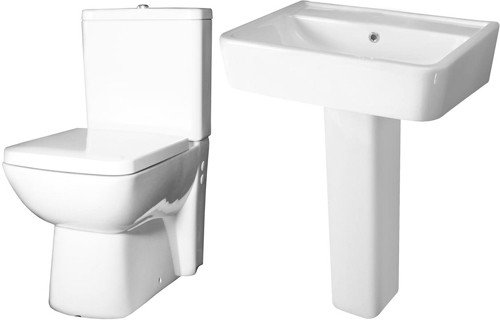 Larger image of Hudson Reed Ceramics 4 Piece Bathroom Suite With Toilet, Basin & Pedestel.