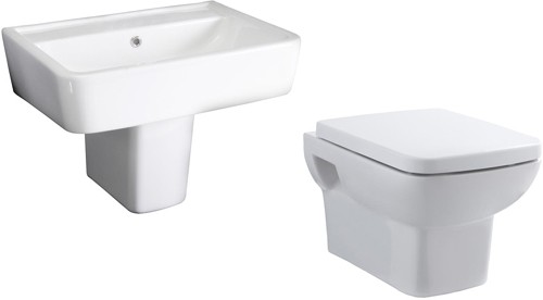 Larger image of Hudson Reed Ceramics 4 Piece Wall Hung Bathroom Suite With Toilet & Basin.