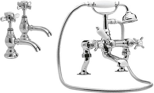 Larger image of Nuie Beaumont Basin & Bath Shower Mixer Tap Pack (Chrome).