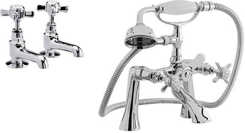 Larger image of Nuie Beaumont Basin & Bath Shower Mixer Tap Pack (Chrome).