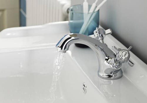 Example image of Nuie Beaumont Mono Basin & Bath Shower Mixer Tap Pack (Chrome).