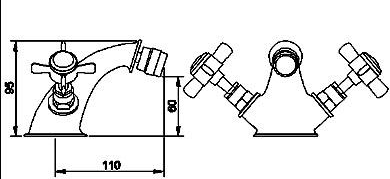 Technical image of Nuie Beaumont Basin & Bidet Mixer Tap Pack (Chrome).