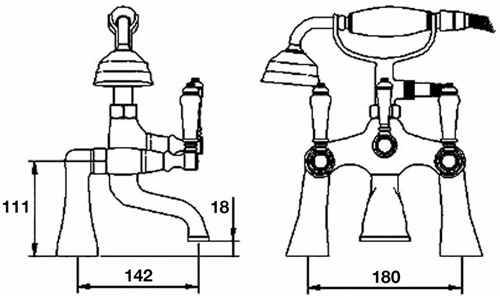 Technical image of Ultra Bloomsbury Basin & Bath Shower Mixer Tap Pack (Chrome).