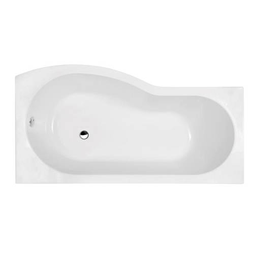 Larger image of Crown Baths B-Shape 1500mm Shower Bath Only (Right Handed).
