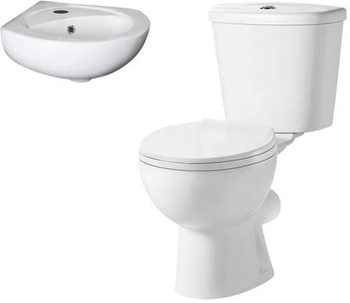 Larger image of Premier Brisbane Toilet & Corner Wall Hung Basin Pack.