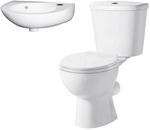 Larger image of Premier Brisbane Toilet & 350mm Curved Fronted Wall Hung Basin Pack.