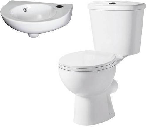 Larger image of Premier Brisbane Toilet & 450mm Curved Fronted Wall Hung Basin Pack.