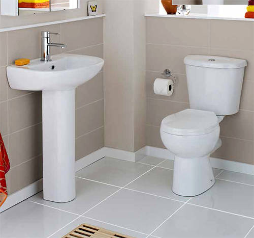 Larger image of Premier Brisbane Bathroom Suite With Toilet, Basin & Ped (1 Tap Hole).