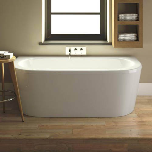 Larger image of Nuie Luxury Baths Deluxe Double Ended Back To Wall Bath & Panel. 1700x800mm.
