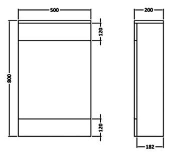 Technical image of Ultra Design Back To Wall WC Unit (Brown). 500x800mm.
