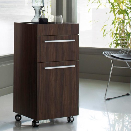 Larger image of Ultra Glide Bathroom Storage Cabinet On Wheels (Walnut).