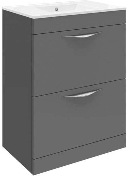 Larger image of Hudson Reed Memoir 600mm Vanity Unit & 120 Basin (Grey).