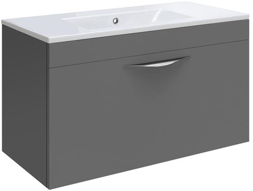 Larger image of Hudson Reed Memoir 600 Wall Hung Vanity Unit & 120 Basin (Grey).