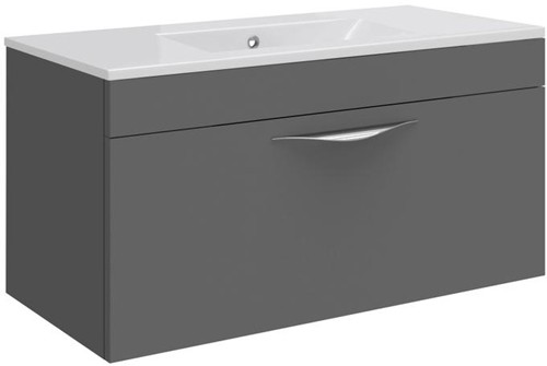 Larger image of Hudson Reed Memoir 800 Wall Hung Vanity Unit & 123 Basin (Grey).