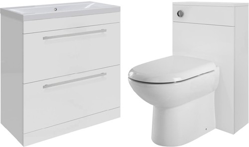 Larger image of Ultra Design 800mm Vanity Unit Suite With BTW Unit, Pan & Seat (White).
