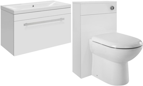 Larger image of Ultra Design 600mm Vanity Unit Suite With BTW Unit, Pan & Seat (White).