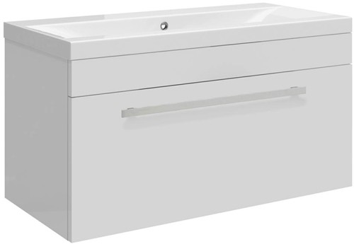 Larger image of Ultra Design Wall Hung Vanity Unit With Option 1 Basin (White). 794x399mm.