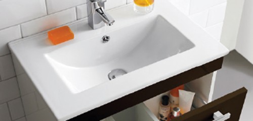 Example image of Ultra Design Vanity Unit With Option 1 Basin (Brown). 594x800mm.