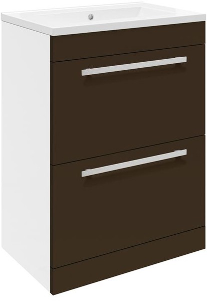 Larger image of Ultra Design Vanity Unit With Option 2 Basin (Brown). 594x800mm.