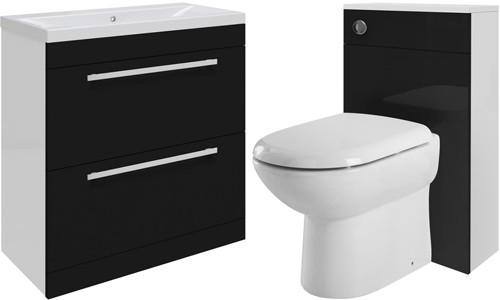 Larger image of Ultra Design 800mm Vanity Unit Suite With BTW Unit, Pan & Seat (Black).