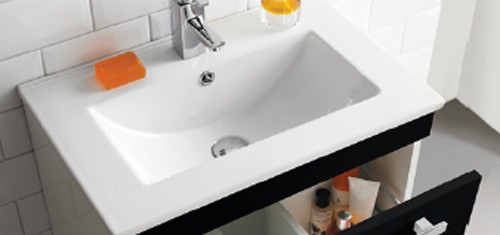 Example image of Ultra Design Wall Hung Vanity Unit With Option 1 Basin (Black). 594x399mm.