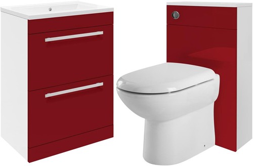 Larger image of Ultra Design 600mm Vanity Unit Suite With BTW Unit, Pan & Seat (Red).