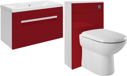 Larger image of Ultra Design 600mm Vanity Unit Suite With BTW Unit, Pan & Seat (Red).
