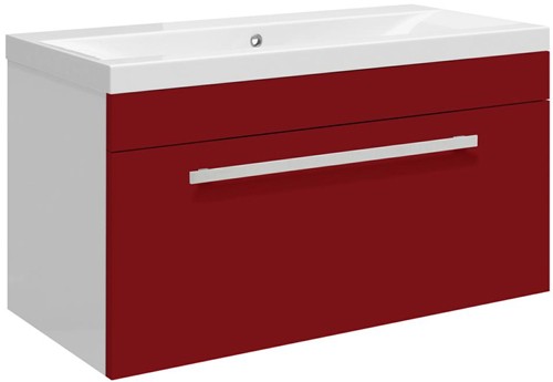 Larger image of Ultra Design Wall Hung Vanity Unit With Option 1 Basin (Red). 794x399mm.