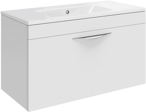 Larger image of Hudson Reed Memoir 600 Wall Hung Vanity Unit & 120 Basin (White).