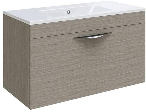 Larger image of Hudson Reed Memoir 600 Wall Hung Vanity Unit & 122 Basin (Blonde Oak).