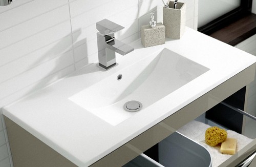 Example image of Hudson Reed Memoir 600 Wall Hung Vanity Unit & 120 Basin (Cashmere).