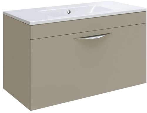 Larger image of Hudson Reed Memoir 600 Wall Hung Vanity Unit & 122 Basin (Cashmere).