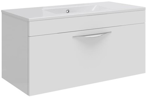 Larger image of Hudson Reed Memoir 800 Wall Hung Vanity Unit & 121 Basin (White).