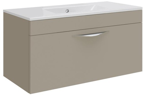 Larger image of Hudson Reed Memoir 800 Wall Hung Vanity Unit & 123 Basin (Cashmere).