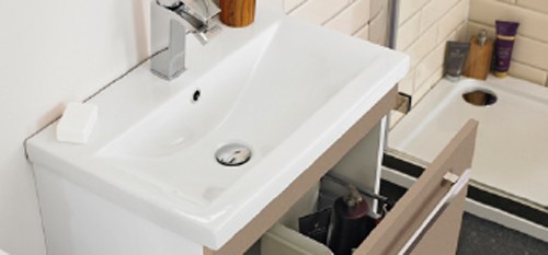 Example image of Ultra Design Vanity Unit With Option 2 Basin (Caramel). 794x800mm.