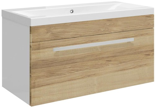 Larger image of Ultra Design Wall Hung Vanity Unit With Option 1 Basin (Walnut). 794x399.