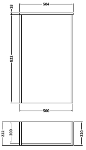 Technical image of Hudson Reed Horizon 500mm Back To Wall WC Unit (White Oak).
