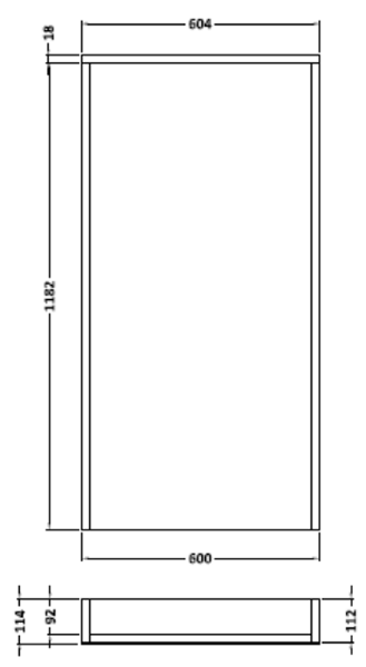 Technical image of Hudson Reed Horizon 600mm Back To Wall Slimline Unit (Mid Oak).