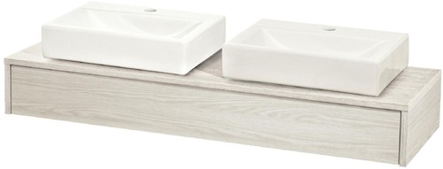 Larger image of Hudson Reed Horizon 1200mm Wall Hung Vanity Unit & Basins (White Oak).