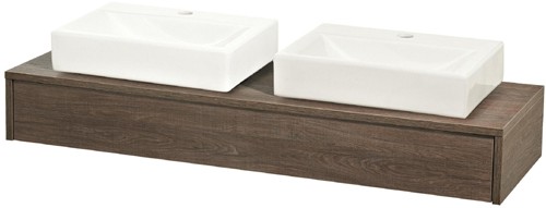 Larger image of Hudson Reed Horizon 1200mm Wall Hung Vanity Unit & Basins (Mid Oak).