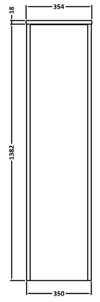 Technical image of Hudson Reed Horizon 350mm Tall Wall Hung Cupboard Unit (White Oak).